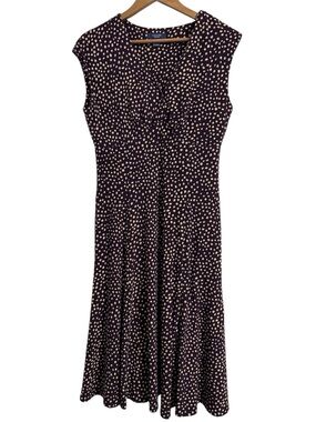CHAPS DRESS MEDIUM PURPLE CREAM POLKA DOT KNEE LENGTH SLEEVELESS SIZE MEDIUM